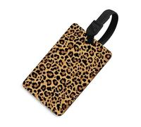 Etiqueta de equipaje con estampado de leopardo, color amarillo y negro, para bolsa de viaje, maleta, equipaje