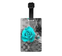 Etiqueta de equipaje con estampado de rosas azules con cubierta de privacidad trasera completa, etiqueta de identificación para maletas, bolsos y mochilas