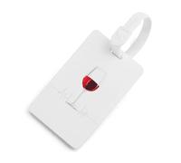 Etiqueta de equipaje con forma de copa de vino y latidos del corazón para bolsa de viaje, bonitas etiquetas de identificación para maletas, etiquetas de equipaje de estilo blanco