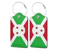 Etiqueta de equipaje con la bandera de Burundi para maletas Etiquetas de cuero para maletas con cubierta de privacidad para maletas de viaje