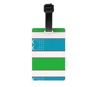 Etiqueta de equipaje con la bandera de la República de Uzbekistán - Identificador de maleta brillante y colorido, etiquetas de viaje de crucero para maletas, cubierta de privacidad completa