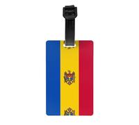 Etiqueta de equipaje de la bandera de Moldavia con pulsera negra desmontable de 17,5 cm de largo para una fácil identificación del equipaje