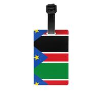 Etiqueta de equipaje de la bandera de Sudán del Sur con pulsera negra desmontable de 17,5 cm de largo para una fácil identificación del equipaje