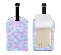 Etiqueta de equipaje de piel sintética con tatuaje de sirena, etiqueta personalizada de doble cara para maleta de viaje con cubierta de privacidad