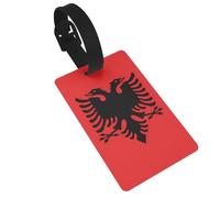 Etiqueta de equipaje de PVC con bandera de Albania para maletas, etiqueta de identificación de viaje duradera con tarjeta de nombre, correa extraíble para bolsas, 1 paquete