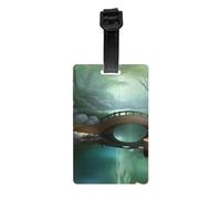 Etiqueta de equipaje de PVC duradero con estampado Little Bridge in The East con pulsera desmontable para una fácil identificación y uso multifuncional