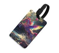 Etiqueta de equipaje de viaje con diseño de unicornio de ángel con purpurina en The Creek