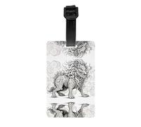 Etiqueta de equipaje de viaje con estampado de animales mitológicos, etiqueta de identificación de equipaje de 3.3 x 2.1 pulgadas para equipaje facturado de aerolínea/equipaje de viaje