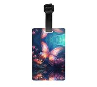 Etiqueta de equipaje de viaje con estampado de mariposa mágica, etiqueta de identificación de equipaje de 3.3 x 2.1 pulgadas para equipaje facturado de aerolínea/equipaje de viaje
