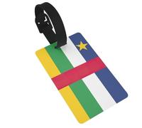 Etiqueta de equipaje de viaje con impresión de bandera de África Central, protección de privacidad, etiquetas de identificación, etiqueta personalizada para dirección