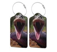 Etiqueta de equipaje Fierce King Cobra, etiqueta de equipaje de viaje de cuero sintético, etiqueta de maleta, etiquetas de maleta con lazo de acero duradero, identificadores