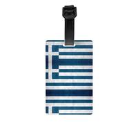 Etiqueta de equipaje impresa con la bandera griega de 8.3 x 6.9 cm, material resistente a los arañazos y al agua