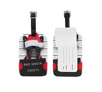 Etiqueta de equipaje Navidad Santa Bad Dog Maleta Etiqueta de equipaje de viaje Cuero 1 pieza