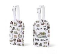 Etiqueta de equipaje para amantes de los libros de cuentos de ranas, regalo de amigos de rana y sapo, regalo Today I Will Take Life Easy Baggage Tag Cottagecore Gift (LifeEasy-taguk2)