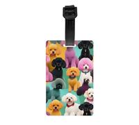 Etiqueta de equipaje personalizada con diseño de perros caniches para adultos, regalo para bolsas de viaje, etiquetas para amantes de la familia