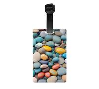 Etiqueta de equipaje personalizada con estampado de guijarros de colores de playa para adultos, etiqueta de maleta, regalo para bolsas de viaje, etiquetas para amantes de la familia