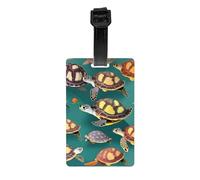 Etiqueta de equipaje personalizada con estampado de tortugas marinas de muchos animales, regalo para bolsas de viaje, etiquetas para amantes de la familia