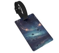 Etiqueta de equipaje portátil de PVC con estampado de planetas para maletas, etiqueta de maleta para bolsa de viaje