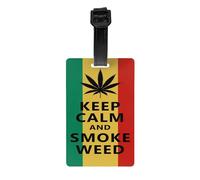 Etiqueta de identificación de equipaje con bandera de fumar marihuana, tarjeta de pertenencias personales, etiqueta de identificación con nombre, etiqueta para bolsa de viaje