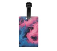Etiqueta de identificación de equipaje con estampado de fuego azul y rosa, identificadores de bolsa de viaje, maleta, crucero, aeropuerto