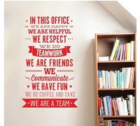 Etiqueta de la pared de las reglas de la oficina "Somos un equipo" Aumenta la cohesión del equipo Citas inspiradoras Etiqueta de la pared Etiqueta de la decoración de la oficina, rojo, 120 cm x 70 cm