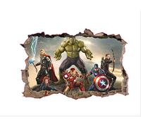 Etiqueta De La Pared, Los Vengadores Anime Tatuajes De Pared Rotos Superhéroes Iron Man Hulk Pegatinas De Vinilo 3D Niños Decoración Del Dormitorio Marvel Poster 70X50Cm