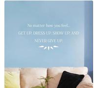 Etiqueta de la pared Nunca te rindas Tatuajes de pared Dormitorio Decoración de la pared del hogar, Blanco, 126x56 cm