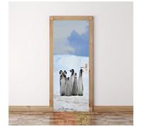 Etiqueta De La Puerta - Mural De Escena De Nieve Con Pingüinos Grises Y Blancos 3D 90X200Cm, Vinilo Autoadhesivo Extraíble, Dormitorio Sala De Estar Baño Pegatinas De Puertas Decoración Papel Pinta