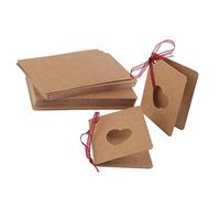 Etiqueta de la Tarjeta 50pcs Etiqueta de la caída del Papel de Kraft con la Forma del corazón Hueco de la Cuerda