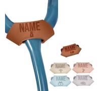 Etiqueta de nombre de estetoscopio personalizada, Accesorio de identificación de cuero grabado para médicos enfermeras veterinarios asistentes médicos, Regalos de la Semana de la Enfermería, Marrón