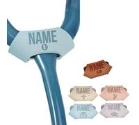 Etiqueta de nombre de estetoscopio personalizada, Accesorio de identificación de cuero grabado para médicos enfermeras veterinarios asistentes médicos, Regalos de la Semana de la Enfermería, Azul