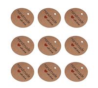 Etiqueta de papel redonda, 100 piezas 3,5 x 3,5 cm / 1,38 x 1,38 pulgadas Etiqueta colgante hecha a mano marrón Favor de boda de postre Etiqueta de precio de joyería para tienda (hecho a mano con