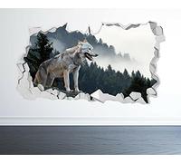 ETIQUETA DE PARED DE LOBO LOOK 3D - DORMITORIO SALÓN TIGRE NATURALEZA VINILO DE PARED Adhesivos decorativos de pared regalo de cumpleaños 80x120cm