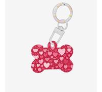 Etiqueta de perro con forma de hueso con impresión del día de San Valentín, etiquetas de identificación de mascotas, etiquetas acrílicas para perros y gatos con anillo para perro, gato, manualidades