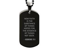 Etiqueta de perro negro con versículo de la Biblia, Hebreos 11:1 Now Faith is the Sustance of Things Hoped for, collar inspirador cristiano para hombres y mujeres
