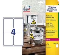 Etiqueta de poliéster extremadamente resistente Avery, 99,1 x 139 mm, 80 unidades.