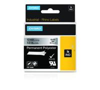 Etiqueta de Poliéster Negro sobre Metálico 1,2cm x 5,5m Resistente UV Agua Químicos para DYMO Rhino