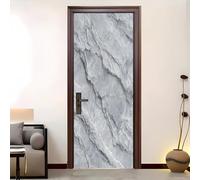 Etiqueta de Puerta para Vinilos 83x204 cm, 3d Moderno MáRmol Textura De Piedra Pegatina Mural Fotográfico Extraíble para Pared, Blanco GrisáCeo Autoadhesiva Pegatinas para Puertas y Sala de Baño