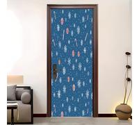 Etiqueta de Puerta para Vinilos Decorativos 88x200 cm, Patrón de copo de nieve romántico Pegatina Mural Fotográfico Extraíble para Pared, Azul Autoadhesiva Pegatinas para Puertas y Sala de Baño