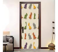 Etiqueta de Puerta para Vinilos Decorativos 88x200 cm, Tema de dinosaurio en animación Pegatina Mural Fotográfico Extraíble para Pared, Marrón Autoadhesiva Pegatinas para Puertas y Sala de Baño