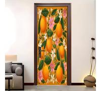 Etiqueta de Puerta para Vinilos Decorativos 88x200 cm, Tema de frutas románticas Pegatina Mural Fotográfico Extraíble para Pared, Amarillo Autoadhesiva Pegatinas para Puertas y Sala de Baño