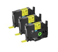 Etiqueta de Tubos termorretráctiles, 3~20 Unidades, Cinta Negra sobre Blanca 11. 0.276 in Compatible con Impresora HSE HS-231 HS-631 PT-1010.(3PK Black on Yellow)