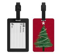 Etiqueta de viaje para equipaje con diseño de árbol de Navidad con una estrella en color rojo