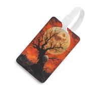 Etiqueta divertida para equipaje con diseño de calavera de muerte, árbol y luna y lápida, etiqueta de maleta de viaje con identificación de privacidad para bolsa de equipaje y mochila