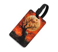 Etiqueta divertida para equipaje con diseño de calavera de muerte, árbol y luna y lápida, etiqueta de maleta de viaje con identificación de privacidad para bolsa de equipaje y mochila