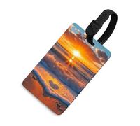 Etiqueta divertida para maleta de viaje con texto en inglés «Sunset Over The Ocean Love» con identificación de privacidad para bolsa de equipaje y mochila