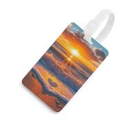 Etiqueta divertida para maleta de viaje con texto en inglés «Sunset Over The Ocean Love» con identificación de privacidad para bolsa de equipaje y mochila