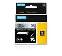 Etiqueta Dymo Rhino Poliéster Negro sobre Metálico 1,2cm x 5,5m Resistente UV y Químicos