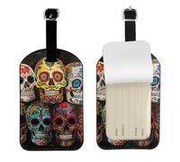 Etiqueta elegante con estampado de calaveras de azúcar, etiqueta de equipaje de 4.3 x 2.76 pulgadas para maletas, bolsas de viaje
