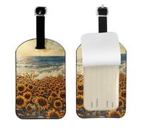 Etiqueta elegante con estampado de girasoles y mares de 4.3 x 2.76 pulgadas para maletas, bolsas de viaje